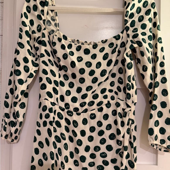 Reformation White and Green Polka Dot Long Sleeve Dress - Picture 2 of 3